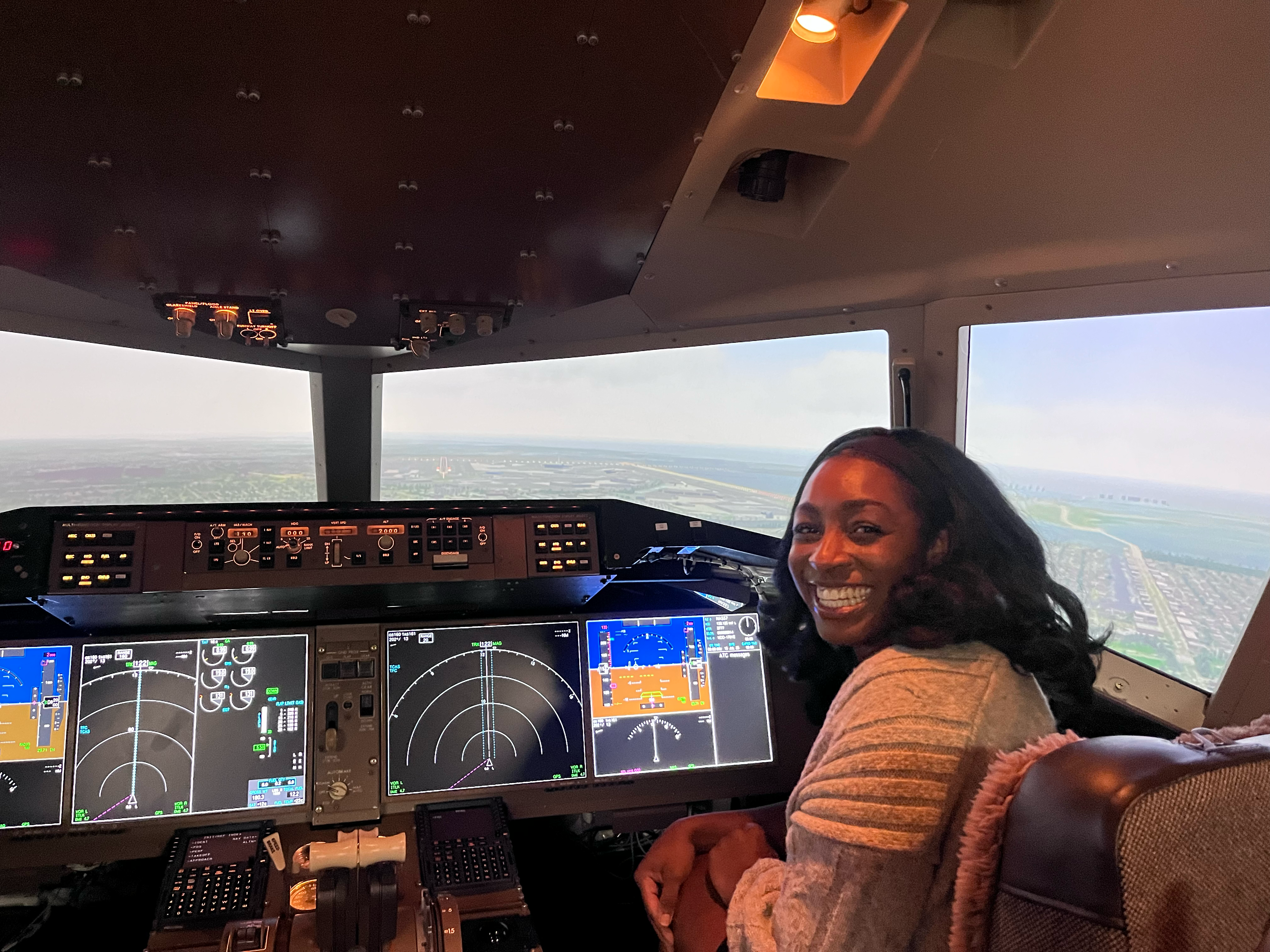 Jasmine Waller in the NASA Langley Flight Simulator