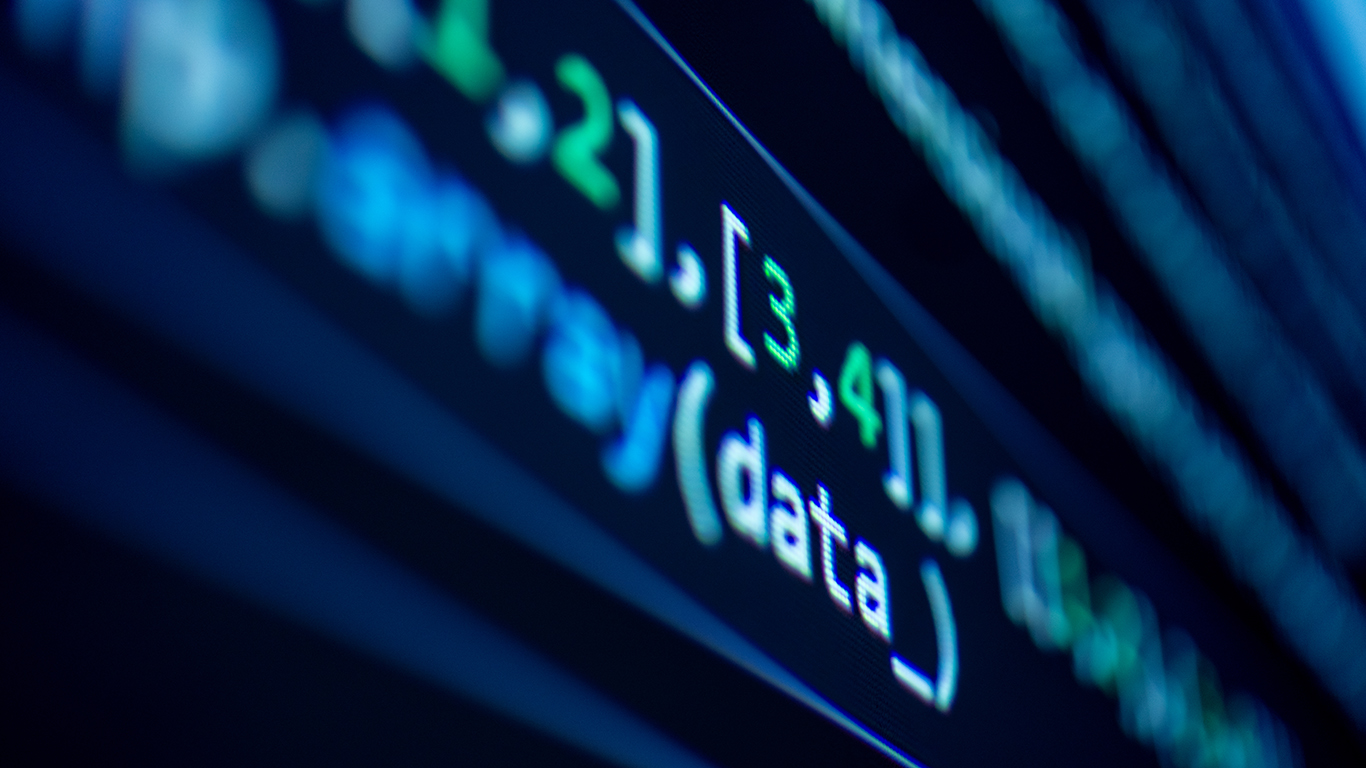 Screen image with the word data and numbers 
