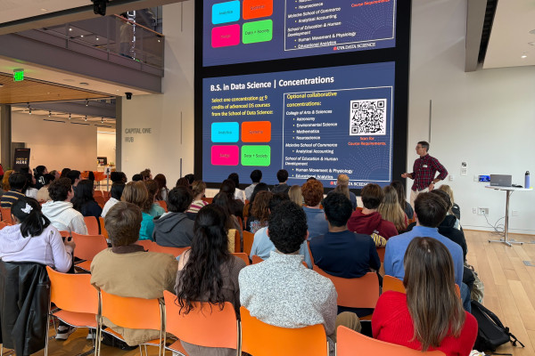 UVA Data Science BSDS students seated watching the collaborative concentration presentation