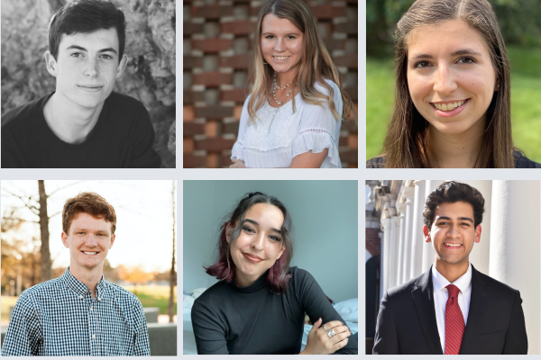 2022-2023 Minor Ambassadors. Three men in casual and formal attire and three women in relaxed poses, all smiling warmly. Outdoor and indoor backgrounds.